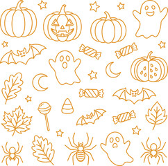 Obraz premium Autumn holiday celebration elements spooky season decorations sweet treats scary creatures fall foliage