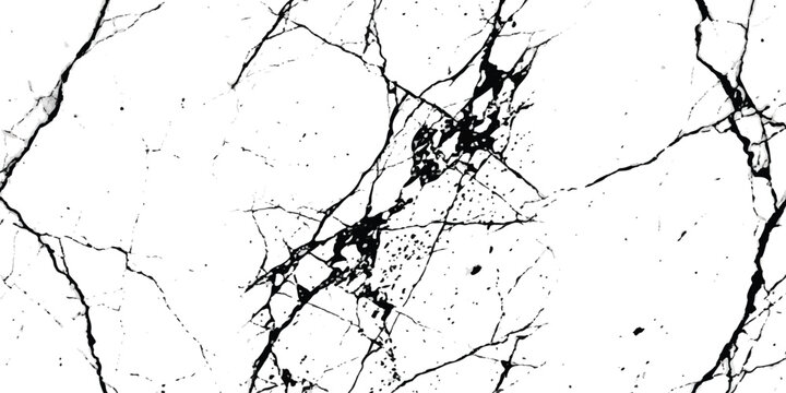 Abstract black and white marble stone texture with natural cracks and veins pattern