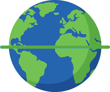 Stylized Earth Globe with Equator Line Graphic