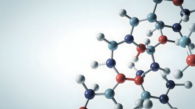 Molecular structure visualization with red blue and gray atoms