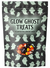 Halloween candy bag mock up with ghost pattern packaging