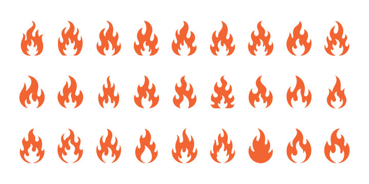 Orange fire flame sprites animation sequence for game design and thermal effect development.