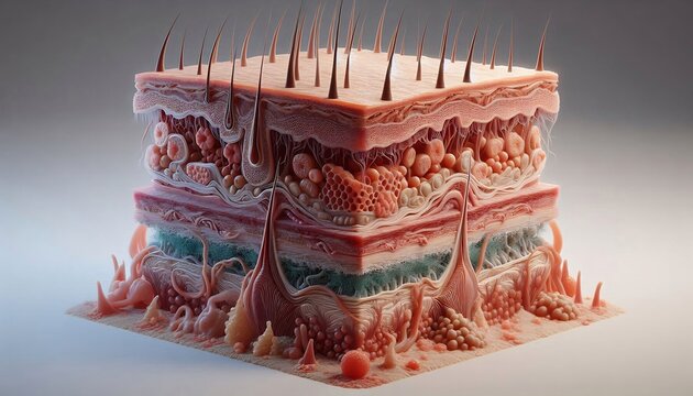 Anatomy of human skin layers model