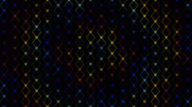 Colorful geometric pattern with diamond shapes and bright lights