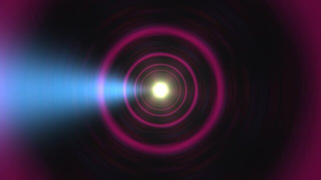 Colorful light tunnel with circular motion and bright center
