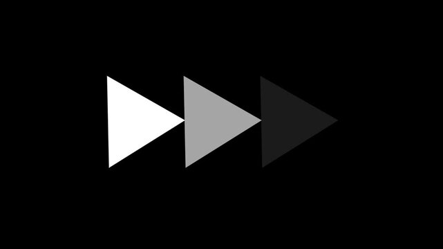 Abstract Minimalist Fast Forward Symbol for Speed and Future Progress on Black. 4k animation videos
