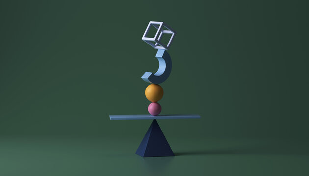 Geometric shapes balancing in abstract form