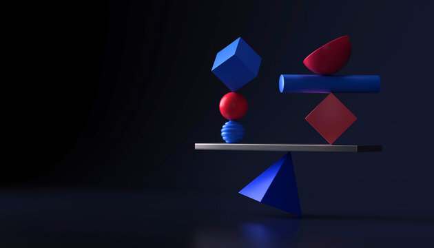 Abstract geometric shapes balancing creatively