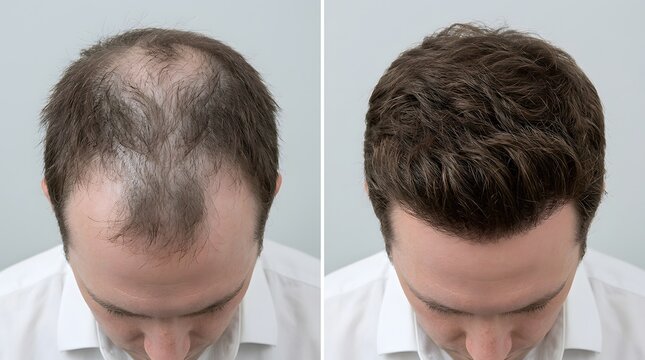 Hair loss treatment results before and after scalp comparison