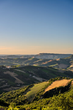 Marche. Spectacular panorama of the Marche hills and Adriatic sea