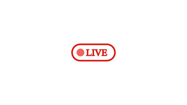 Red live button graphic suitable for live streaming websites, online events, and video platforms. Perfect for websites needing a call to action..