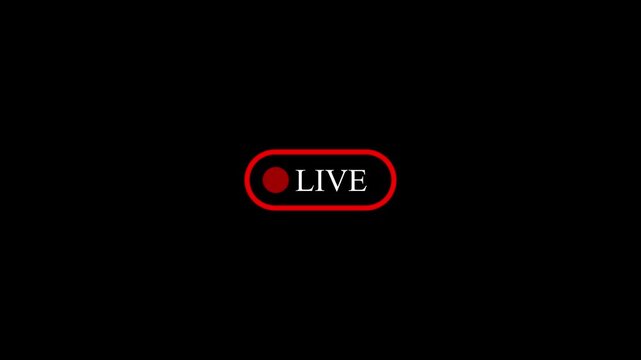Red live button graphic suitable for live streaming websites, online events, and video platforms. Perfect for websites needing a call to action..