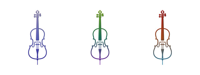 Three colorful cello string instruments icon set © MDBodrul