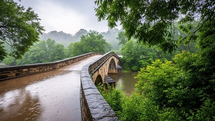 Fototapeta premium Stone bridge over calm river