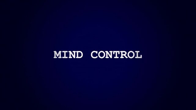Mind Control Text on Glitchy Dark Blue Background