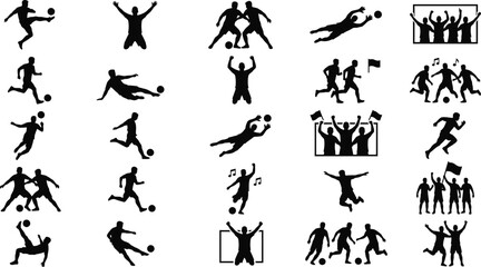Black silhouettes of soccer players in various actions © Md. Musaddik Rahman