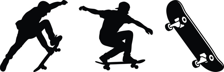 Black skateboarder silhouettes and skateboard © Md. Musaddik Rahman