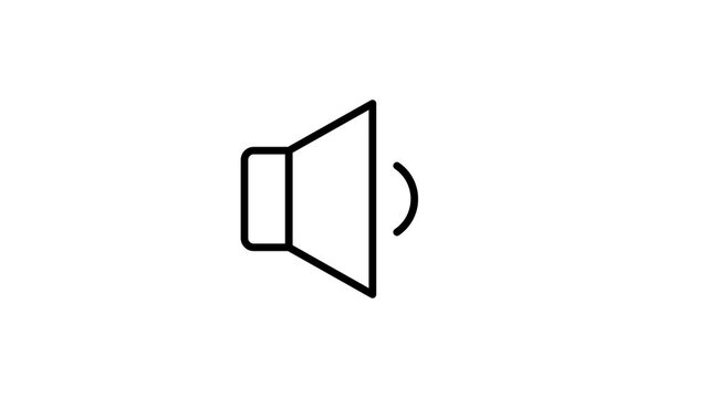 Speaker volume sign and symbol animated icon for sound, music, audio control, loudspeaker, voice, loud and communication technology for multimedia on app and web. 4K video with alpha channel