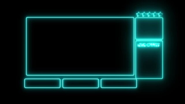 Neon stream overlays intermission screen,,futuristic twitch overlay, stream starting soon,intermission screen, motion graphic of neon stream concept.