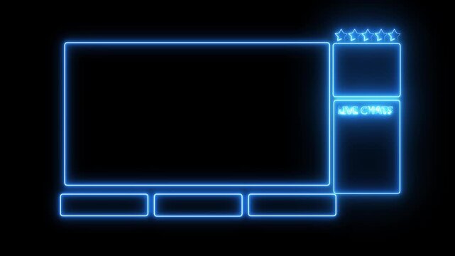 Neon stream overlays intermission screen,,futuristic twitch overlay, stream starting soon,intermission screen, motion graphic of neon stream concept.
