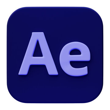 Adobe After Effects 3D Glossy App Icon Isolated Transparent PNG