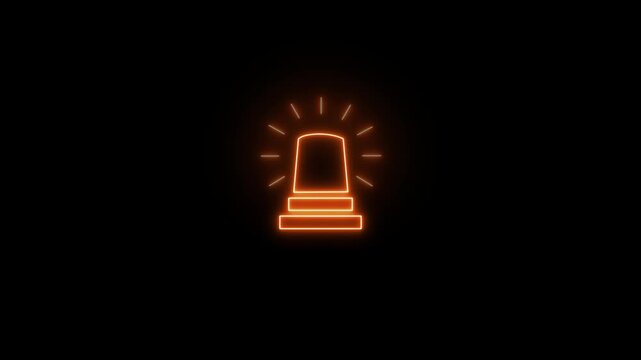 Warning siren line emergency golden lamp icon animation, Glowing neon emergency lamp icon video motion, motion graphic of Ambulance siren concept.