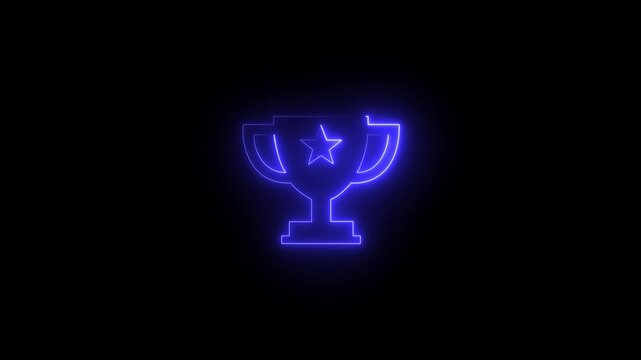 Glowing neon line Award cup icon animation, Winner trophy symbol icon animation.Neon prize cup Award, sport trophy, motion graphic of neon award cup concept. 4k video animation