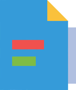 Flat design document icon with colored highlights and tab