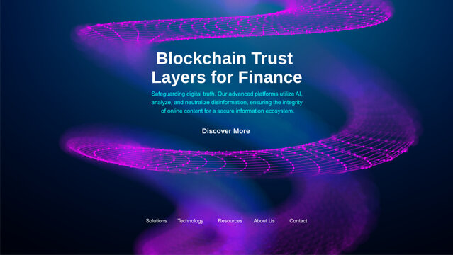 Abstract blockchain network background with purple neon. Data flow digital technology banner for fintech. Cyber security futuristic ai transformation concept.