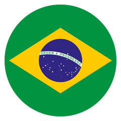 Brazil Flag Circle Icon Round Button Shape Flat Vector Illustration Isolated for Social Media App Design © JunoNaro