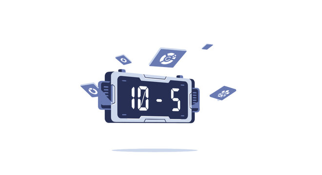 Digital timer with money flying out.
