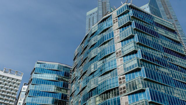 Haeundae skyscrapers in Busan under blue sky
