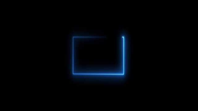 Abstract squre shape neon bright line animation 4k video. glowing neon light squre frime animatin video. neon light glowing squre animation and loading sabar 4k stock video.