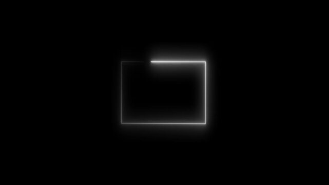 Abstract squre shape neon bright line animation 4k video.  A popular abstract background overlay, seamless vaporwave animation. Empty frame with red neon light motion, moving fluorescent light glowing