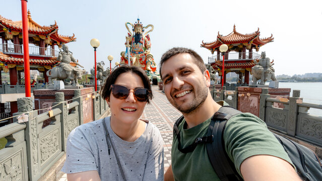 Couple at Xuan Wu Temple in Kaohsiung, Taiwan