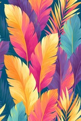 Obraz premium Vibrant tropical leaves pattern creating summer background