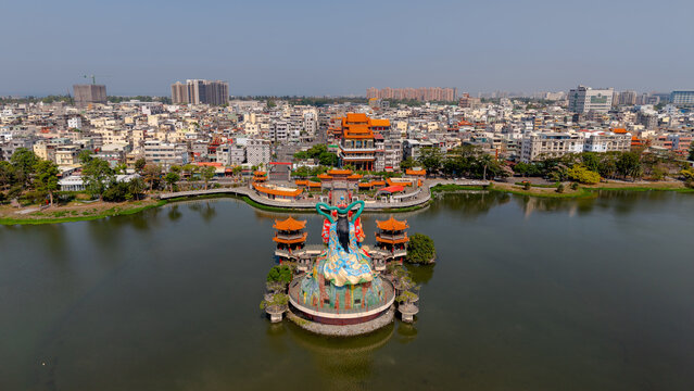 Aerial view of Xuan Wu Temple and Zuoying Chiming Temple