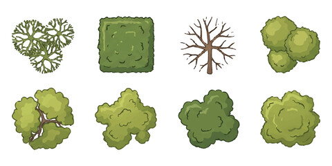 Set of top view trees and bushes icons for landscape design architectural site plans ©  creative  marlia