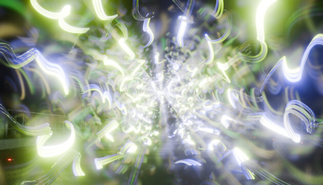 Swirling neon lights in abstract design
