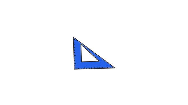 Blue triangle ruler animation featuring a precise measurement tool displayed in a clean digital motion graphic for educational engineering projects