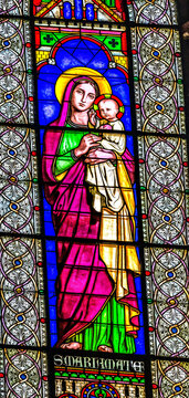 Mary Jesus Stained Glass Saint Germain des Pr&eacute;s Paris France