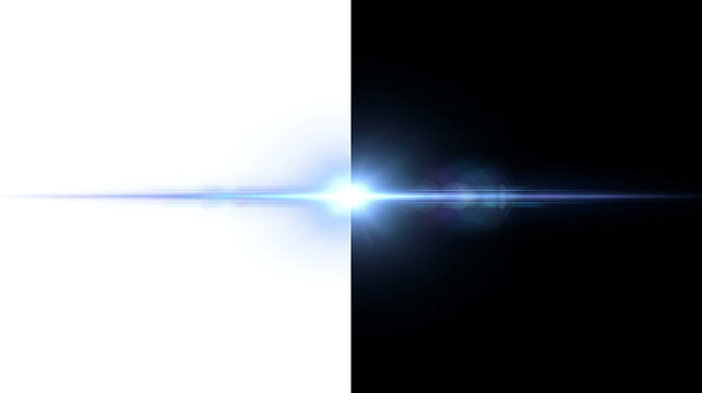 Abstract bright blue light lens flare effect with horizontal streak abstract background brilliant contrast creative radiance