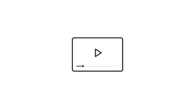 Minimalist video player interface graphic featuring a simple play button and progress bar design for modern digital motion animation projects