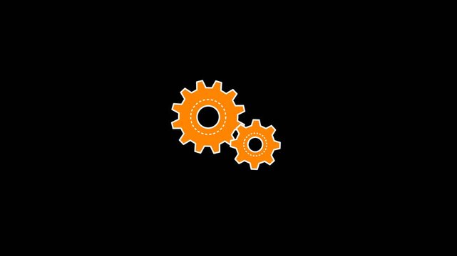 Orange mechanical gears rotate in perfect synchronization within this minimalist digital animation video clip showcasing industrial efficiency and engineering motion.