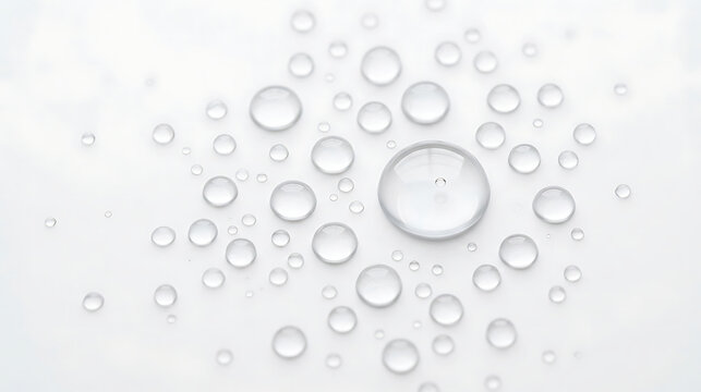 Abstract background of clear water droplets on white surface creating ripple and bubble texture effect with droplets abstract background moisture condensation raindrops refreshing transparent
