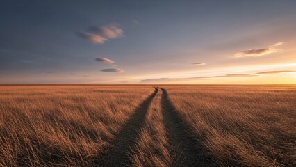 Fototapeta premium Sunset over golden fields
