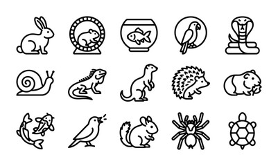 Cute Pet Icons Set, Animal Graphics Collection, Vector Illustrations for Pet Care and Wildlife © Md
