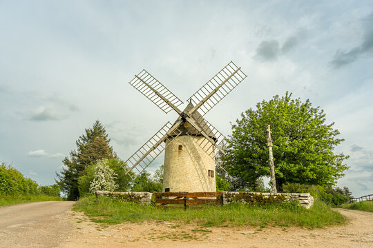 Traditional windmill in Montceau et Echarnant, France