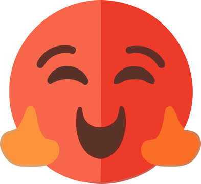 Embarrassed blushing emoji, shy smile, flushed cheeks, social media icon, happy emotion