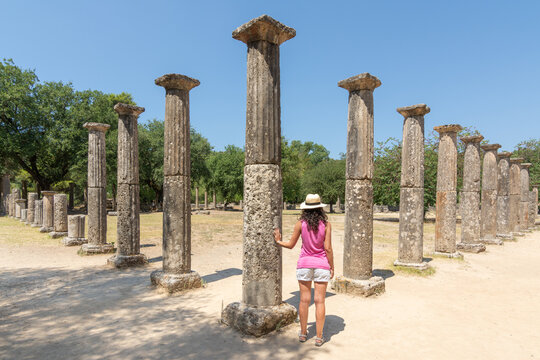 Exploring ancient ruins in Olympia, Greece